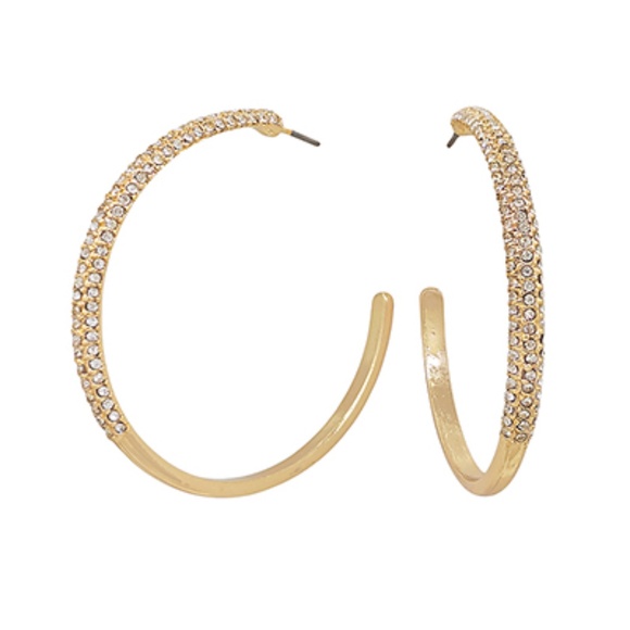 Pave Crystal Metal Open Hoops